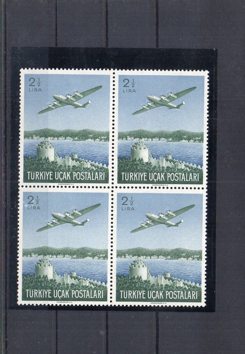 1950 Uçak Pulu MNH Dörtlü Blok - Online Mezatta! 1 1950 Uçak Pulu MNH Dörtlü Blok - Online Mezatta!