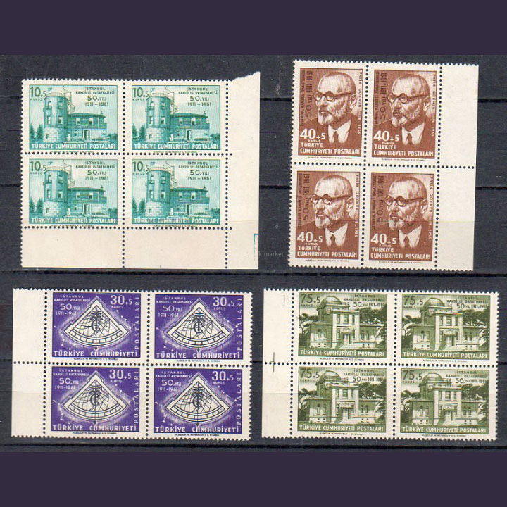 1961 Kandilli Rasathanesinin 50. Yılı MNH Dörtlü Blok - Online Mezatta! 1 1961 Kandilli Rasathanesinin 50. Yılı MNH Dörtlü Blok - Online Mezatta!
