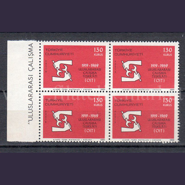 1969 Uluslararası Çalışma Teşkilatının 50. Yılı MNH Dörtlü Blok - Online Mezatta! 1 1969 Uluslararası Çalışma Teşkilatının 50. Yılı MNH Dörtlü Blok - Online Mezatta!