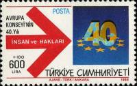 Avrupa Konseyi'nin 40. Yıldönümü 1989 Türkiye Posta Pulları - mezat.martcini.com'da!