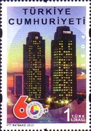 Odalar ve Borsalar Birliği'nin 60. Yıldönümü, Ankara 2012 Türkiye Posta Pulları - mezat.martcini.com'da!
