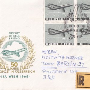 Avusturya 1968 postada kullanılmış zarf