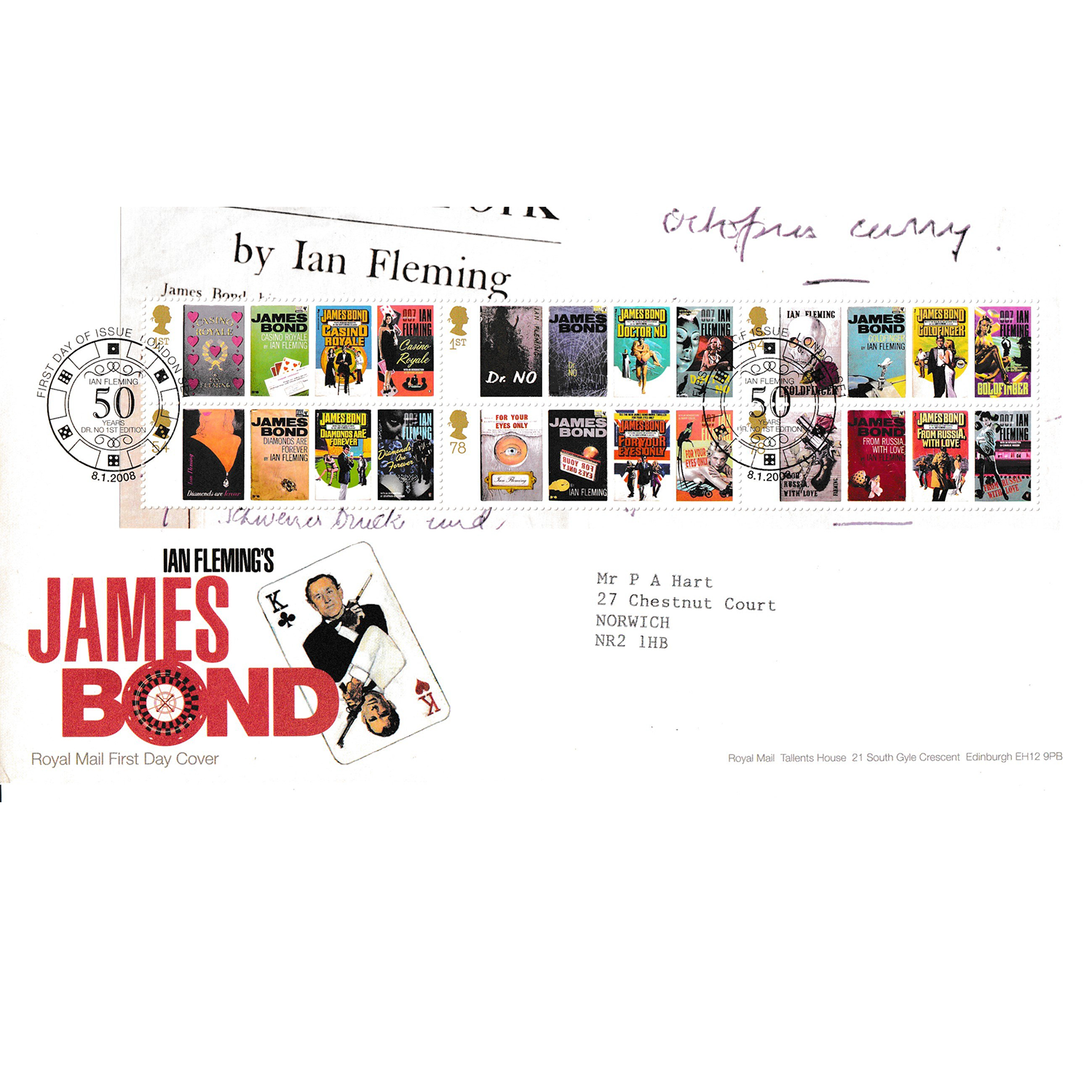 2008 James Bond FDC (2 Adettir) 2