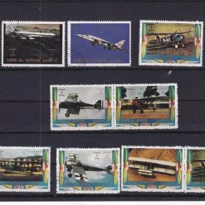Umm Al Quawin Savaş Uçakları Temalı Damgalı Posta Pulları