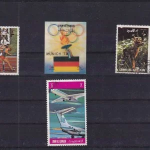 Umm Al Qiwain Tematik Karışık Damga Seti Spor,hayvanlar ve Uçaklar