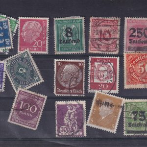 Almanya Reich & Weimar Enflasyon Dönemi Pul Lotu 17’li Damgalı Koleksiyon Seti