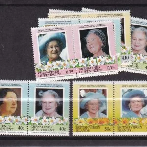 Kraliçe Elizabeth The Queen Mother Hatıra Pulları – Grenadines & British Virgin Islands / Tematik Koleksiyon