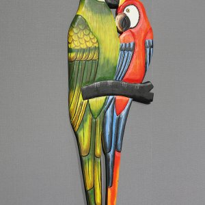 Ahşap Duvara Asmalı 2'li Papağan Model 1