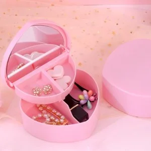 Kalp Tasarımlı Aynalı Takı Saklama Kutusu