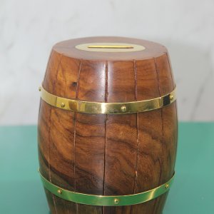 Pirinç Detaylı Fıçı Kumbara Model 4