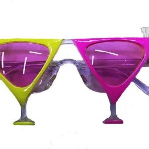 Sarı Pembe Renk Martini Parti Gözlüğü
