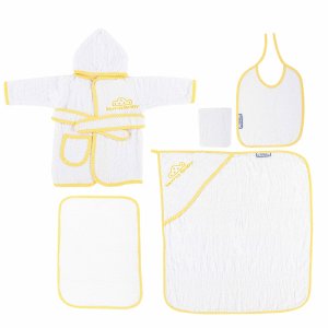 Sema Baby 5 Parça Bebek Bornoz Seti - Sarı
