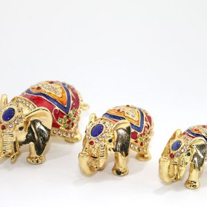 Swarovski Taşlı 3'lü Fil Figürü Model 3