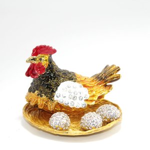 Swarovski Taşlı Yumurtalı Tekli Tavuk Model 1