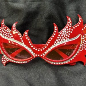 Taşlı Kırmızı Alev Parti Gözlüğü